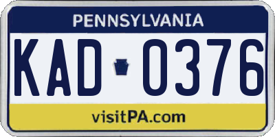 PA license plate KAD0376