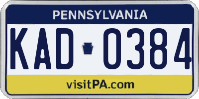 PA license plate KAD0384