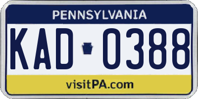 PA license plate KAD0388