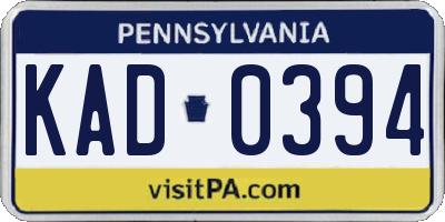 PA license plate KAD0394