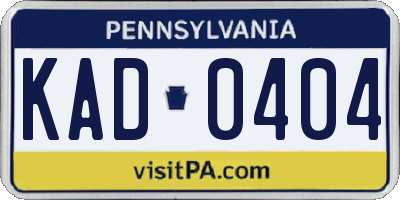 PA license plate KAD0404