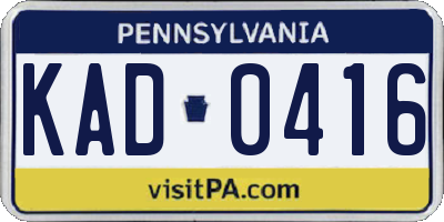 PA license plate KAD0416