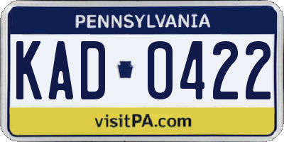 PA license plate KAD0422
