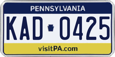 PA license plate KAD0425