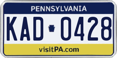 PA license plate KAD0428
