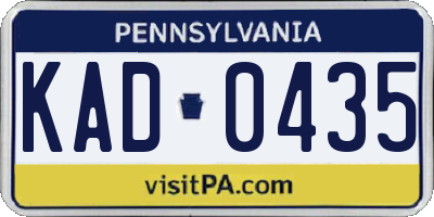 PA license plate KAD0435