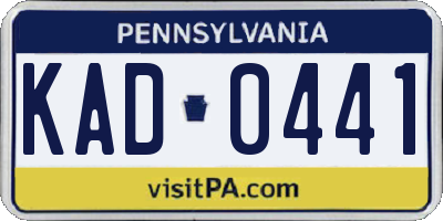 PA license plate KAD0441