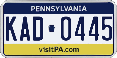 PA license plate KAD0445