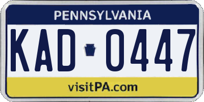 PA license plate KAD0447