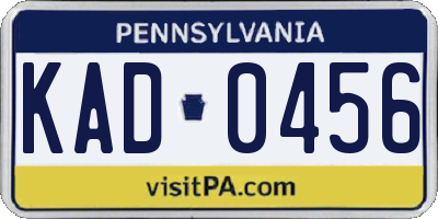 PA license plate KAD0456