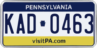 PA license plate KAD0463
