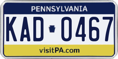 PA license plate KAD0467
