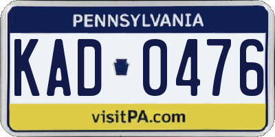 PA license plate KAD0476