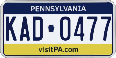 PA license plate KAD0477