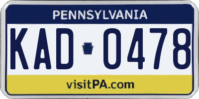 PA license plate KAD0478