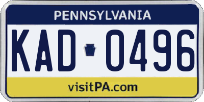 PA license plate KAD0496