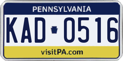 PA license plate KAD0516