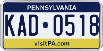 PA license plate KAD0518