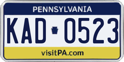 PA license plate KAD0523
