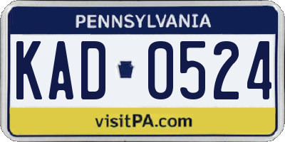 PA license plate KAD0524