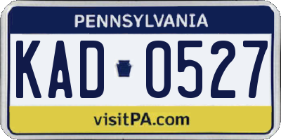 PA license plate KAD0527