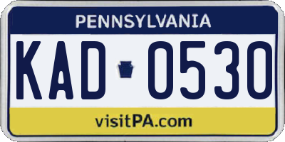 PA license plate KAD0530
