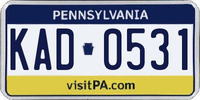 PA license plate KAD0531