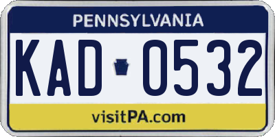 PA license plate KAD0532
