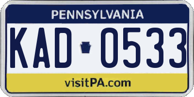 PA license plate KAD0533