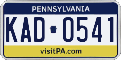 PA license plate KAD0541