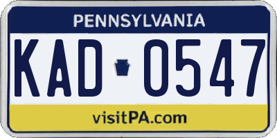 PA license plate KAD0547