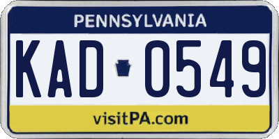 PA license plate KAD0549
