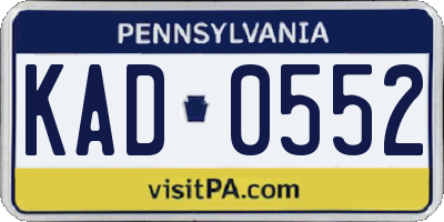 PA license plate KAD0552