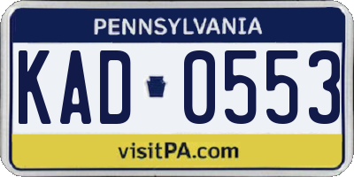 PA license plate KAD0553