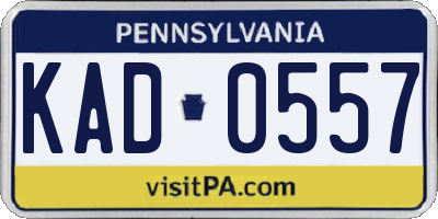 PA license plate KAD0557