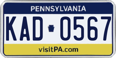 PA license plate KAD0567