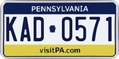PA license plate KAD0571