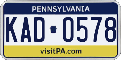PA license plate KAD0578