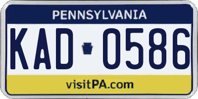 PA license plate KAD0586