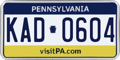 PA license plate KAD0604