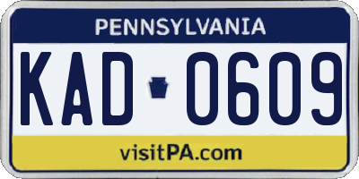 PA license plate KAD0609