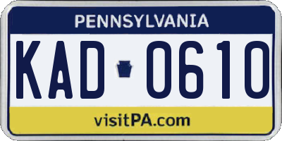 PA license plate KAD0610