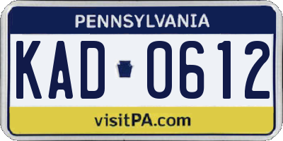PA license plate KAD0612