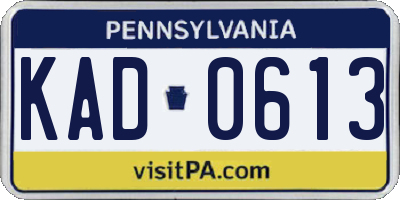 PA license plate KAD0613