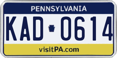 PA license plate KAD0614