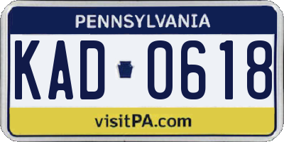PA license plate KAD0618