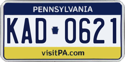 PA license plate KAD0621