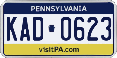 PA license plate KAD0623