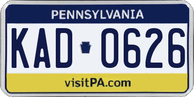 PA license plate KAD0626