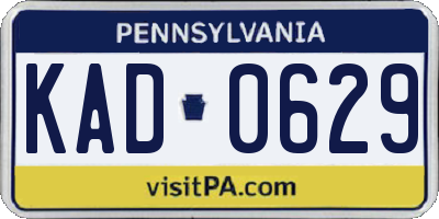 PA license plate KAD0629
